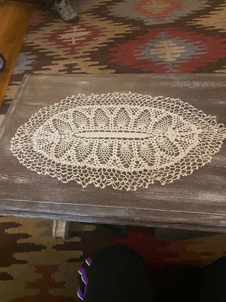 Oval Crocheted Doily-ty