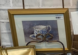 Morning Glory Teacup by Barbara Mock-Gold Framed