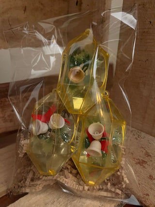 Set of Three Vintage Jewelbrite Diorama Ornaments