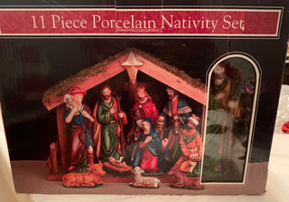 11pc Porcelain Nativity set