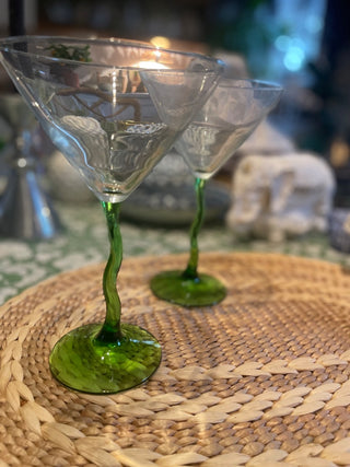 Vintage wavy green Martini set of 2