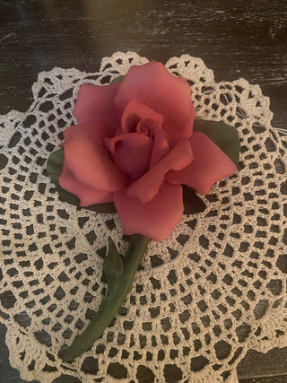 Vtg Capodimonte Porcelain Pink Rose