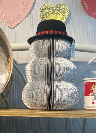 Book Snowman w\Felt Hat-2