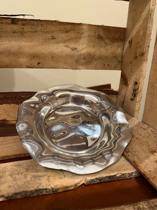 Silver Lenox Round Trinket Tray with Ruffled Edges