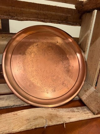 Cooper Engraved Metal Round Tray