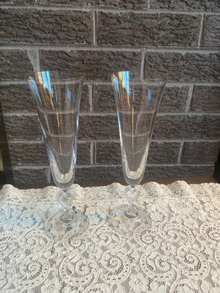 Lenox Forevermore Champagne Flutes (Set of 2)-Frosted Heart Stemmed