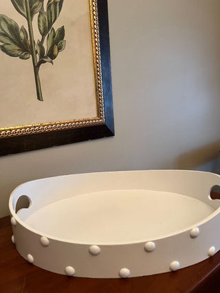 White Oval Ottoman Tray