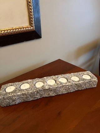 Granite Tea Light Candle Holder with Candles