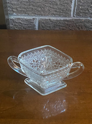 Vtg Indian Glass Tiara Diamond Cream and Sugar Set