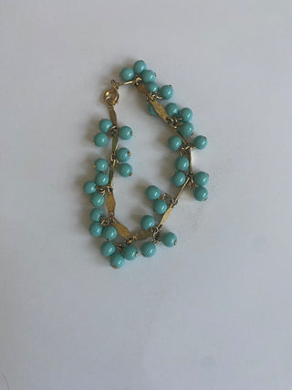 Turquoise Beaded Gold Bracelet-ty