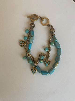 Turquoise Beaded Heart Charms Bracelet-Premier Design-ty