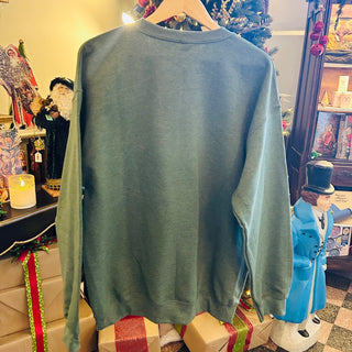 Green Sweatshirt with White Vintage Santa Face - XL