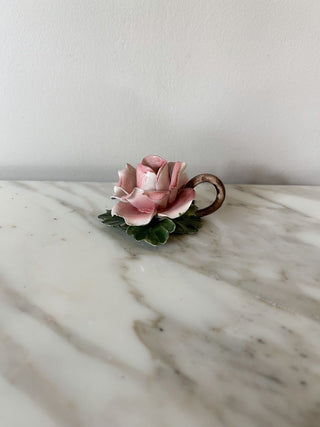 Capodimonte Porcelain Rose Candle Holder