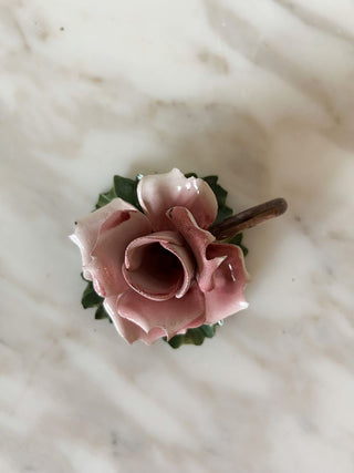 Capodimonte Porcelain Rose Candle Holder