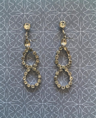Pear Drops Rhinestones Earrings-clip-ty