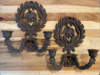 Pair of Cast Iron Candle Wall Sconces