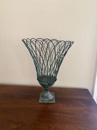verdigris wire basket vase
