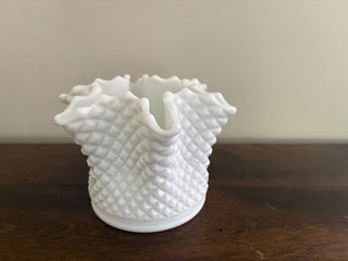 Quilted Diamond milkglass vase