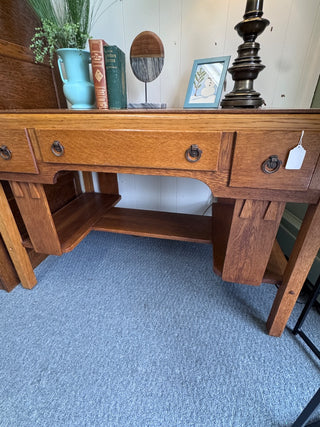 Mission Style 3 Drawer Oak Desk 43Wx26Dx30H