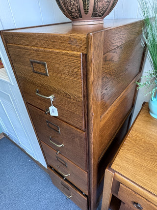 4 Drawer Oak Vertical File Cabinet 18Wx28Dx52H