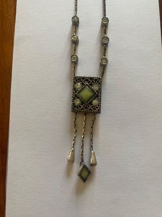 1928 Silvertone Mother of Pearl Pendant Necklace