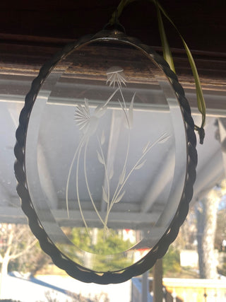 Etched Glass Hummingbird and Coneflower Sun Catcher