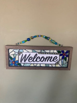 Mosaic Welcome Sign with Beaded Handle