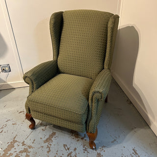 Green Reclining Arm Chair with Wood Legs