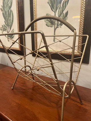 MCM Vintage Gold Metal Magazine Rack