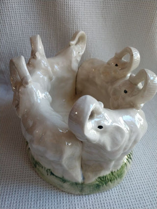 White Elephant Planter Vase Trinket Holder 8"x6"x5.5"