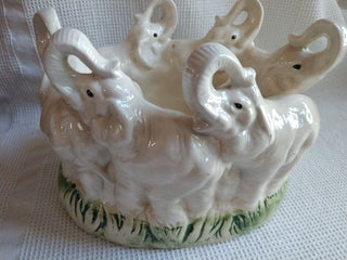 White Elephant Planter Vase Trinket Holder 8"x6"x5.5"