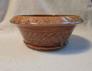 HAEGAR USA Pottery Planter Bowl Brown Drip Glaze 8.25" x4"