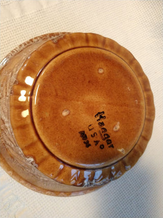 HAEGAR USA Pottery Planter Bowl Brown Drip Glaze 8.25" x4"