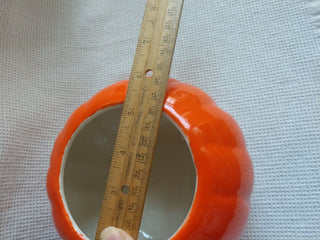 Pumpkin Vase Ceramic Bowl Centerpiece 4.5” T 6” W Halloween Thanksgiving EUC