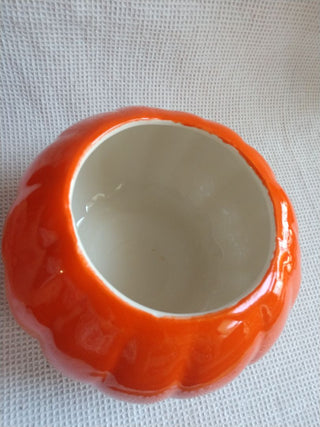 Pumpkin Vase Ceramic Bowl Centerpiece 4.5” T 6” W Halloween Thanksgiving EUC