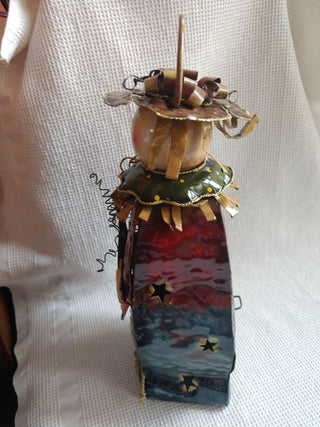 Halloween Scarecrow Tealight Candle Metal Tin 13" x 7"