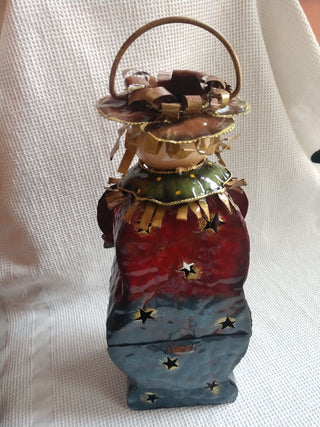 Halloween Scarecrow Tealight Candle Metal Tin 13" x 7"