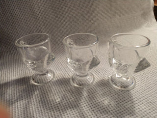 Set of 3 Vntg Clear Glass Chicken Egg Cups