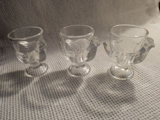 Set of 3 Vntg Clear Glass Chicken Egg Cups