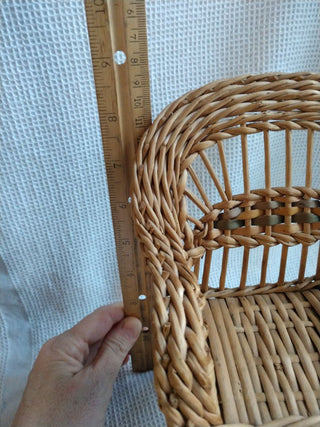 Vintage Doll Chair Wicker Rattan Boho Mini Dolls 8.5” Tall