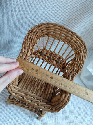 Vintage Doll Chair Wicker Rattan Boho Mini Dolls 8.5” Tall