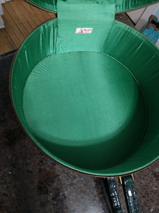 Vintage Green Tailored Light Luggage Round Hat Box Style Suitcase Zip