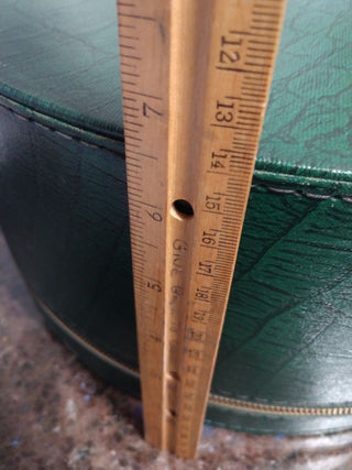 Vintage Green Tailored Light Luggage Round Hat Box Style Suitcase Zip