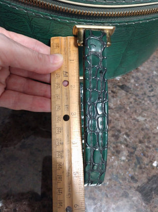 Vintage Green Tailored Light Luggage Round Hat Box Style Suitcase Zip