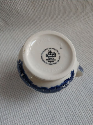 Churchill Blue Willow Creamer Staffordshire England creamer