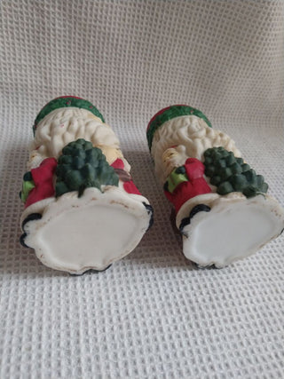 Bisque Porcelain Santa Candle stick holders Set of 2
