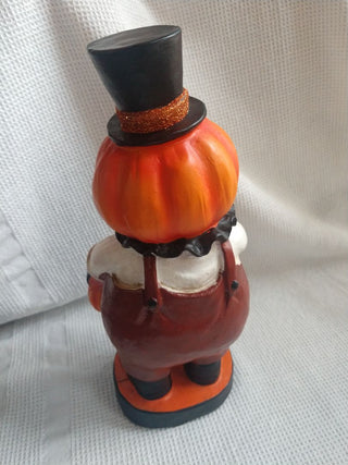 Halloween Resin Pumpkin Jack O Lantern Man Candy Corn 10.75"
