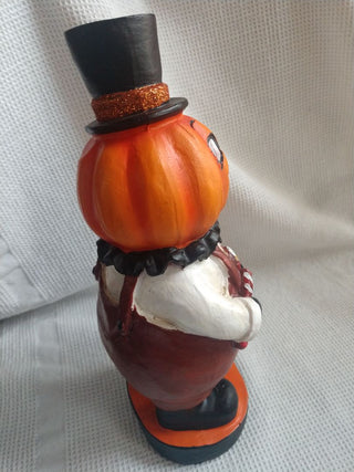Halloween Resin Pumpkin Jack O Lantern Man Candy Corn 10.75"