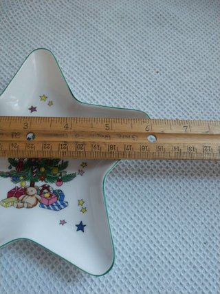 Nikko Japan Christmas Tree Dish Star Shaped Porcelain Trinket Candy Dish Vintage