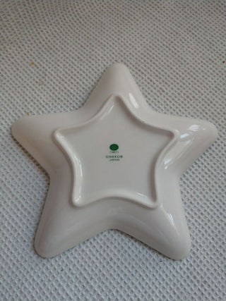 Nikko Japan Christmas Tree Dish Star Shaped Porcelain Trinket Candy Dish Vintage